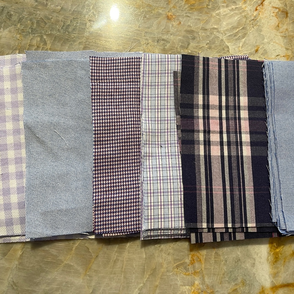 5" Inch Quilt Squares 40 Count Cotton Men's Dress Shirt Fabric Repurposed